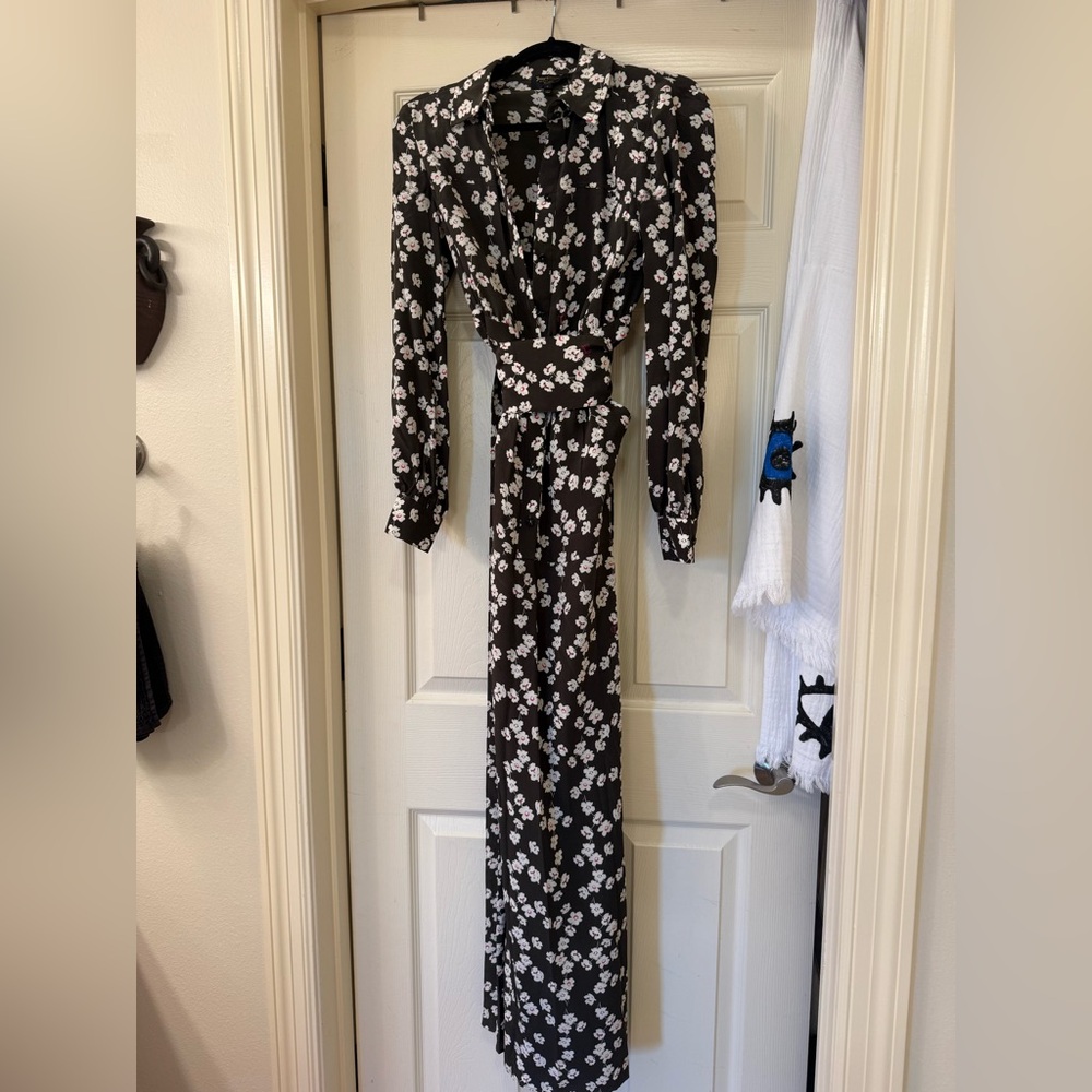 Juicy Couture Black and White Floral Long Sleeve Dress